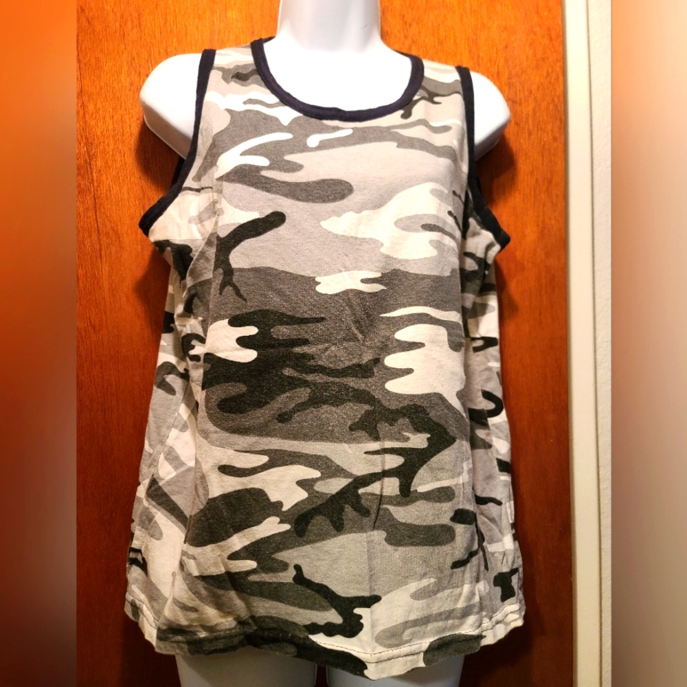 Black white & gray winter camo tank top szM - Picture 1 of 5